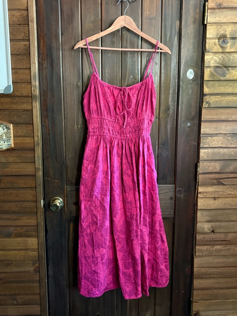 GAP Hot Pink Cotton Sundress- Floral Print- Size Large - Picture 3 of 12